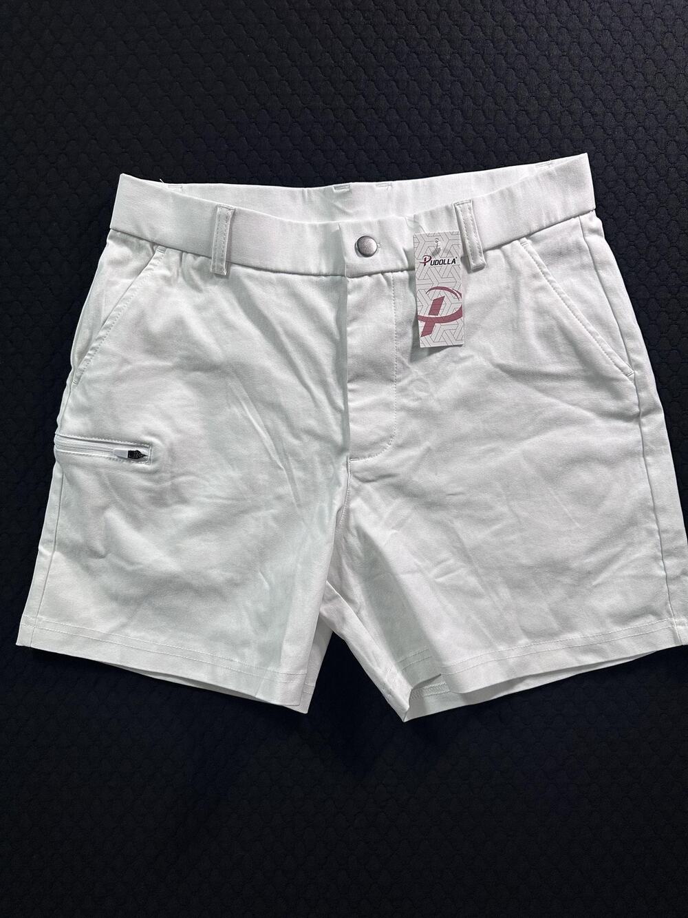 Pudolla Chino Shorts Mens 30 White Viscose Polyamide Stretch Golf 5" Inseam NWT